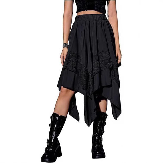 Renaissance-style Pleated Half-skirt With Asymmetrical Pointed Hem Ethereal And Fairy-like