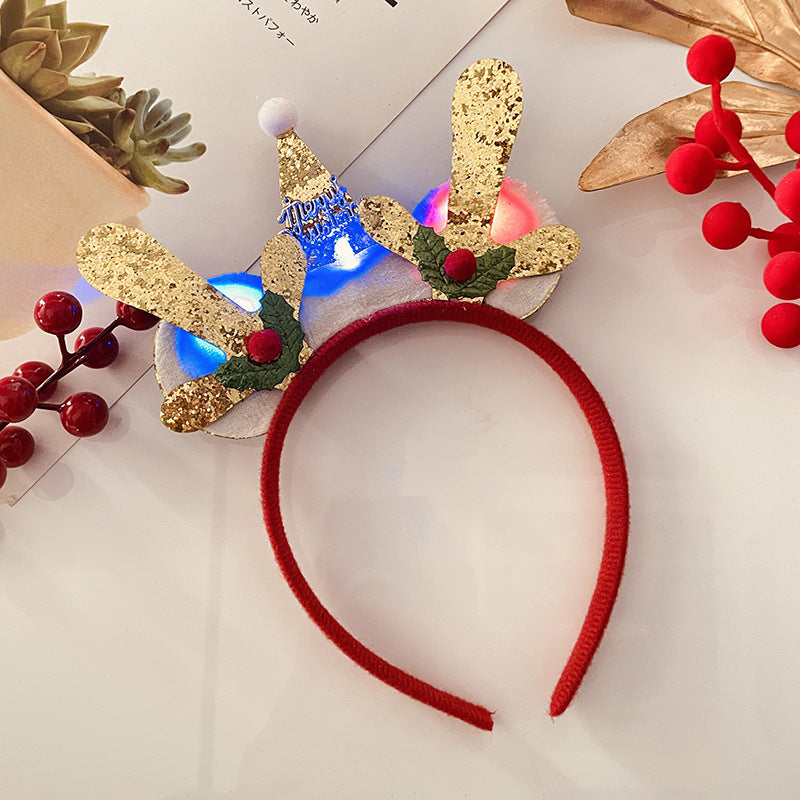 Christmas Tree Headband Hat with LED String Lights