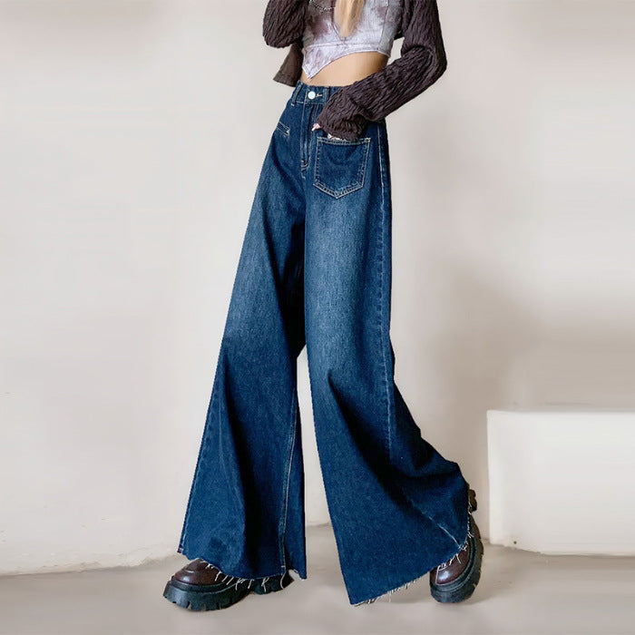 High-waisted Fashionable Wide-leg Flare Jeans For Women