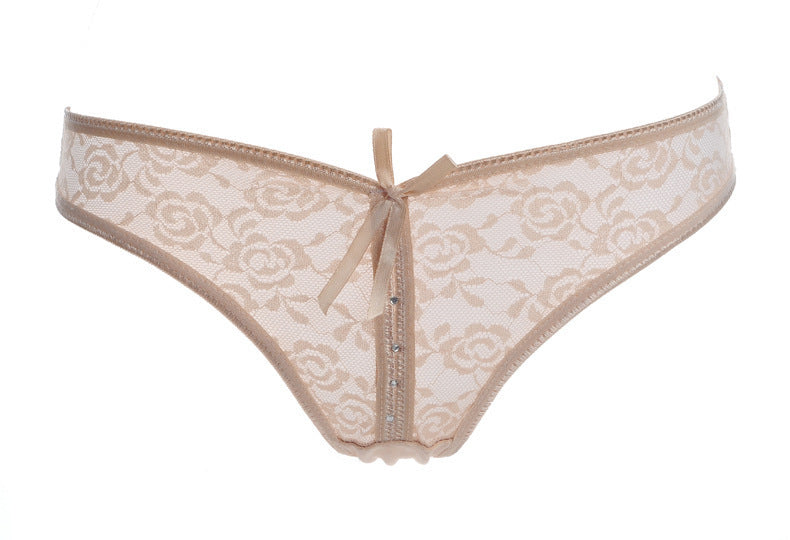 Tanga de arco semi -transparente de cintura baixa rendada