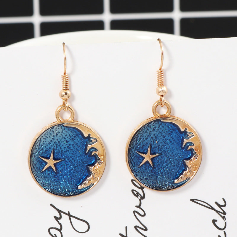 Night Sky Moon Disc Earrings