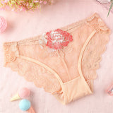 See Through Floral Lace and Embroidery Briefs Panties