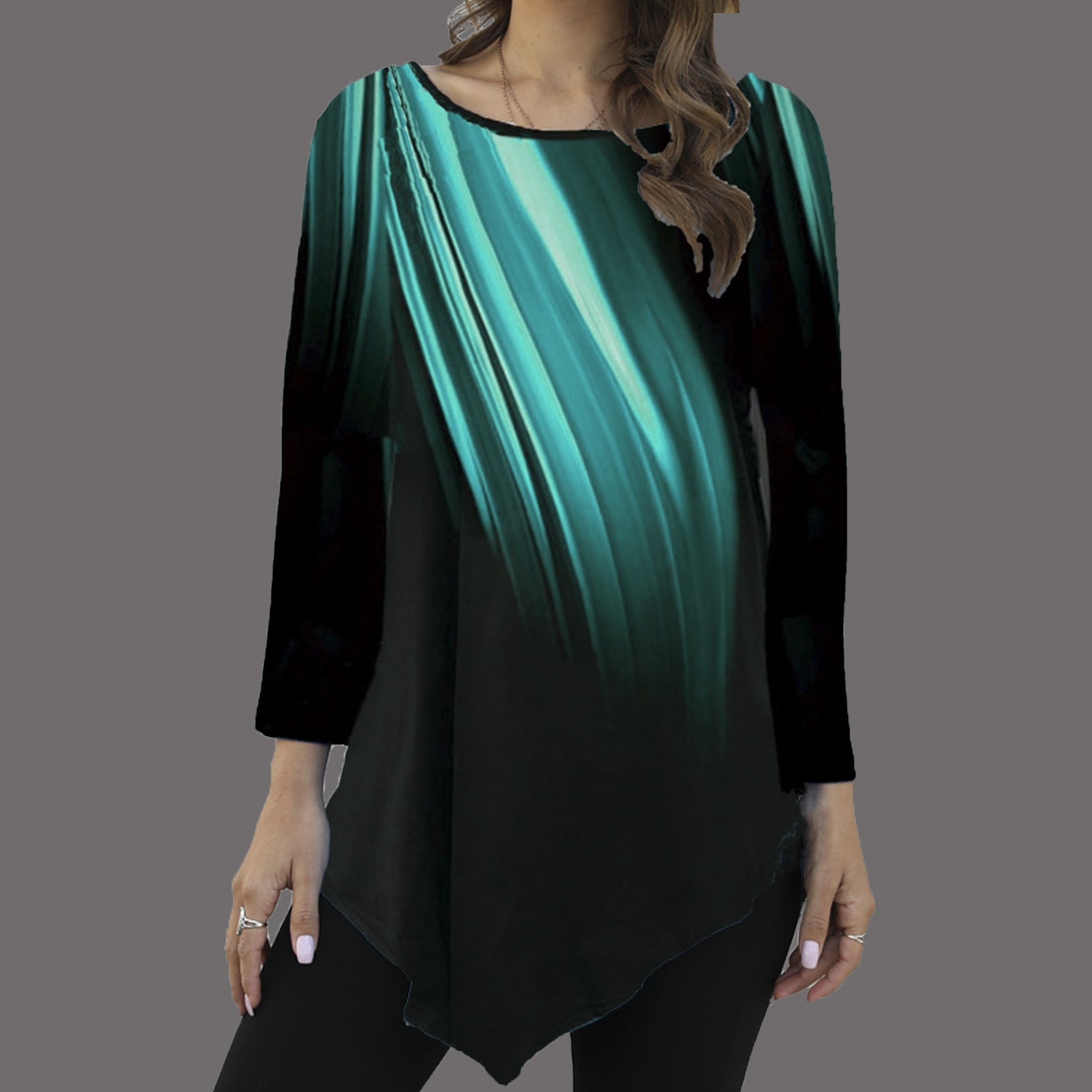 Long Sleeved Loose Fitting Color Splash Blouse