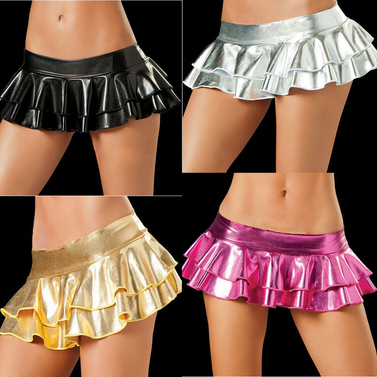 Double Ruffle Metallic Lingerie Skirt - Theone Apparel