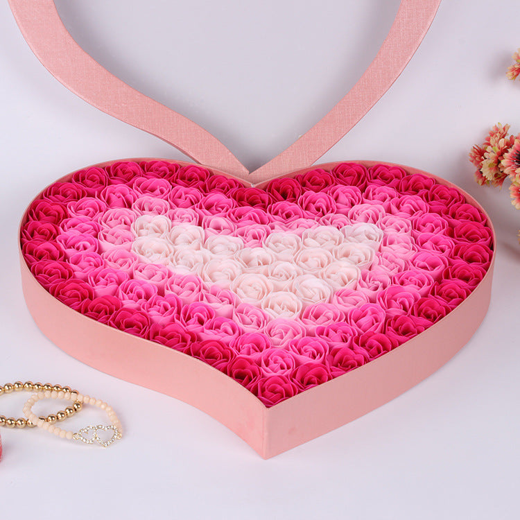 Heart Shape Box with 100 pc Artificial  Floral Roses