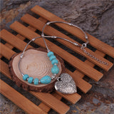 Heart and Turquoise Pendant Necklace