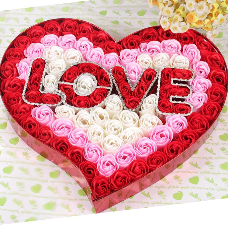 I Love You 100 pc Flower Rose in Heart Shaped Box