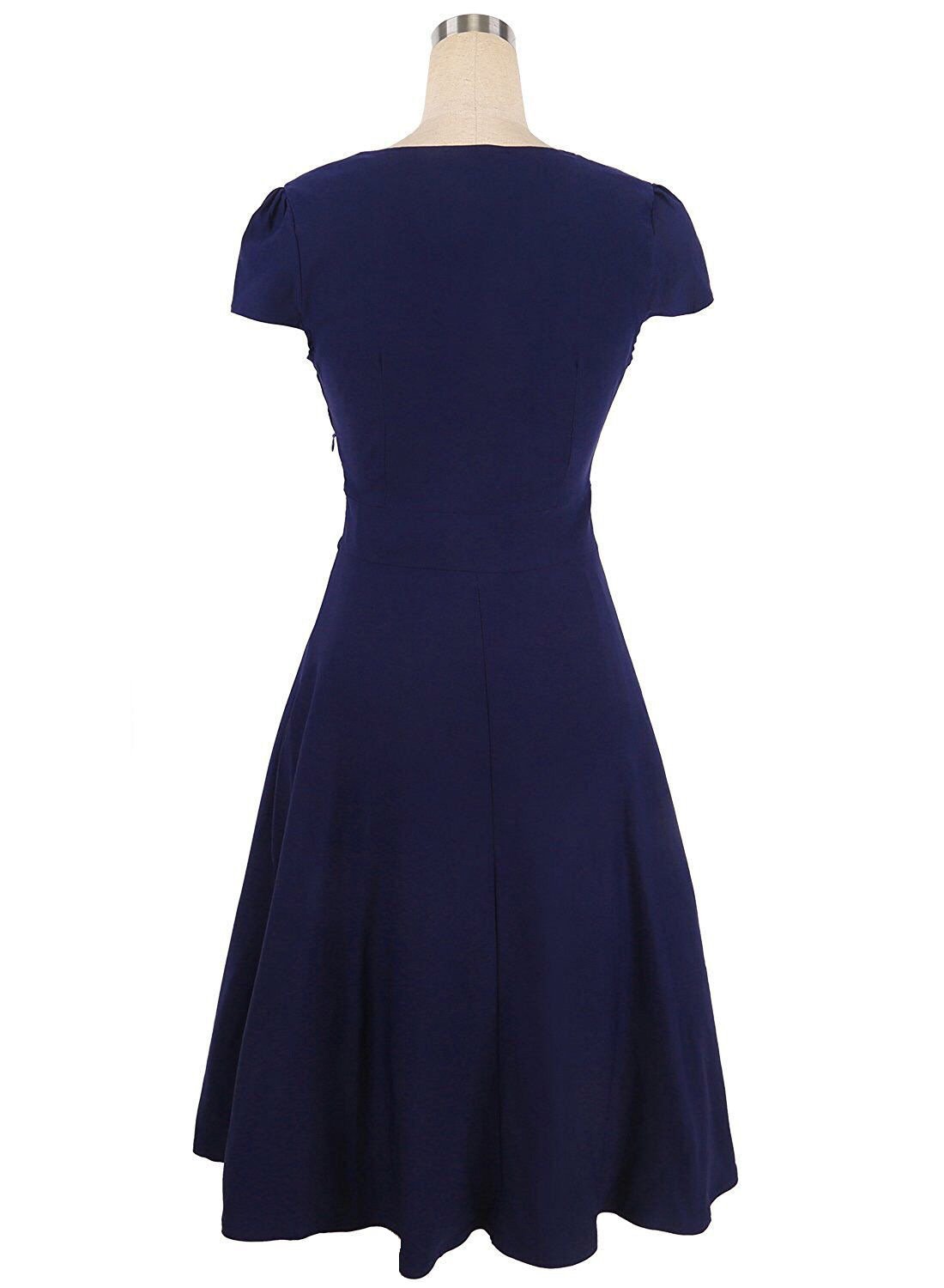 Notch Neck Cap Sleeve Dress