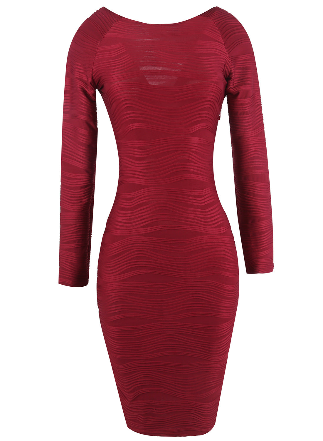 Wave Mesh Overlay Sheath Dress