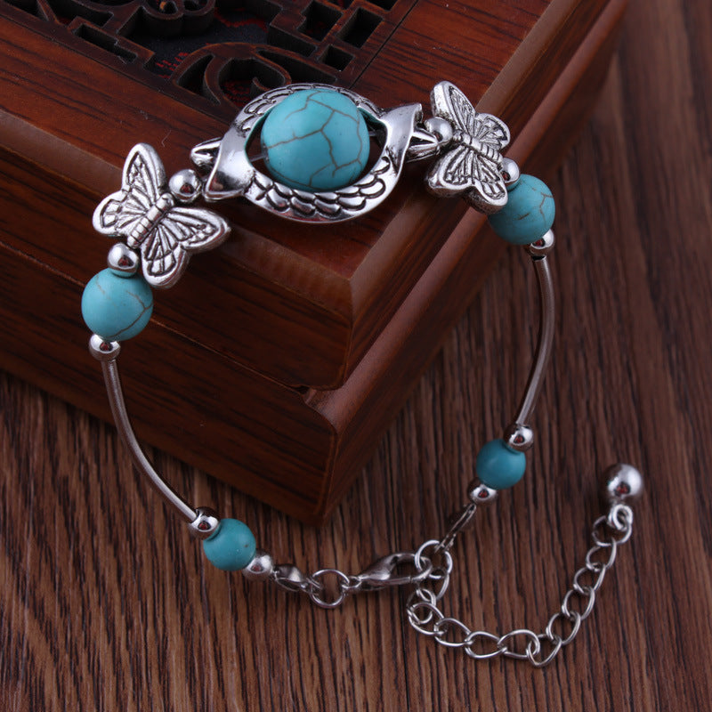 Turquoise Metal Charm Bracelet