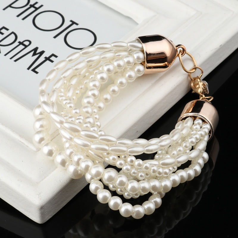 Multiple Strand Faux Pearl Bracelet