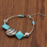 Turquoise and Metal Geometric Bracelet