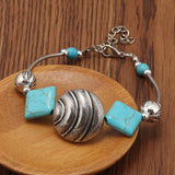 Turquoise and Metal Geometric Bracelet