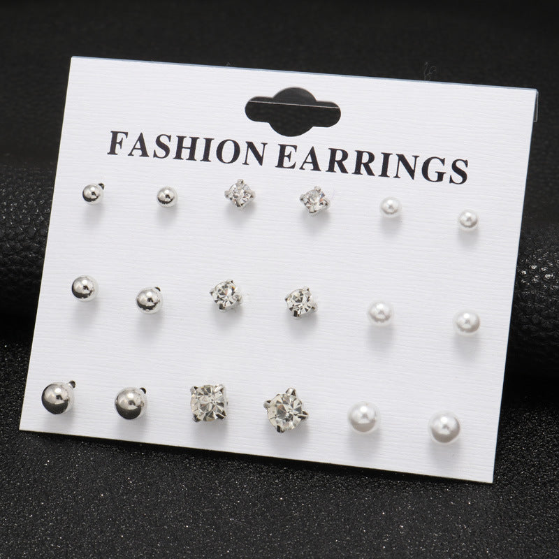 Jewel and Pearl Stud Earrings