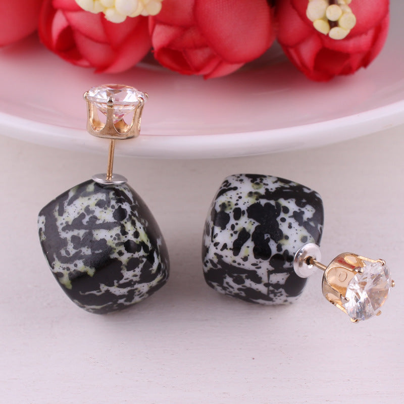 Zircon Double Sided Velveteen Earrings