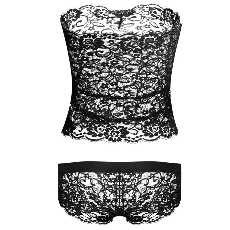 Lace Tube Bra and Boyshort Panty Set