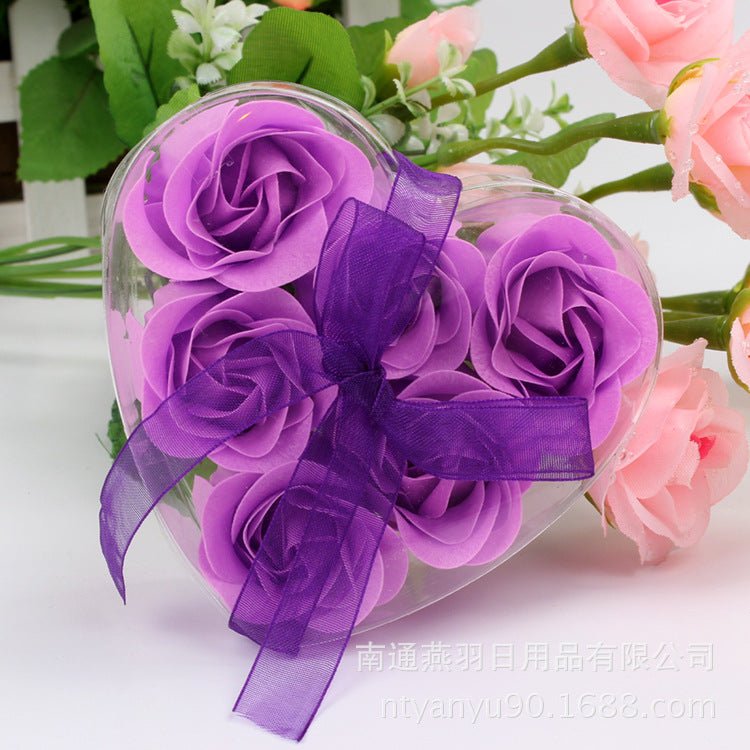 6 Artificial Rose Heart Box with Ribbon - THEONE APPAREL