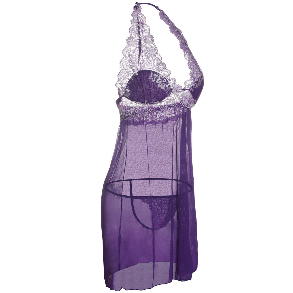 Encantador halter de correa de encaje babydoll