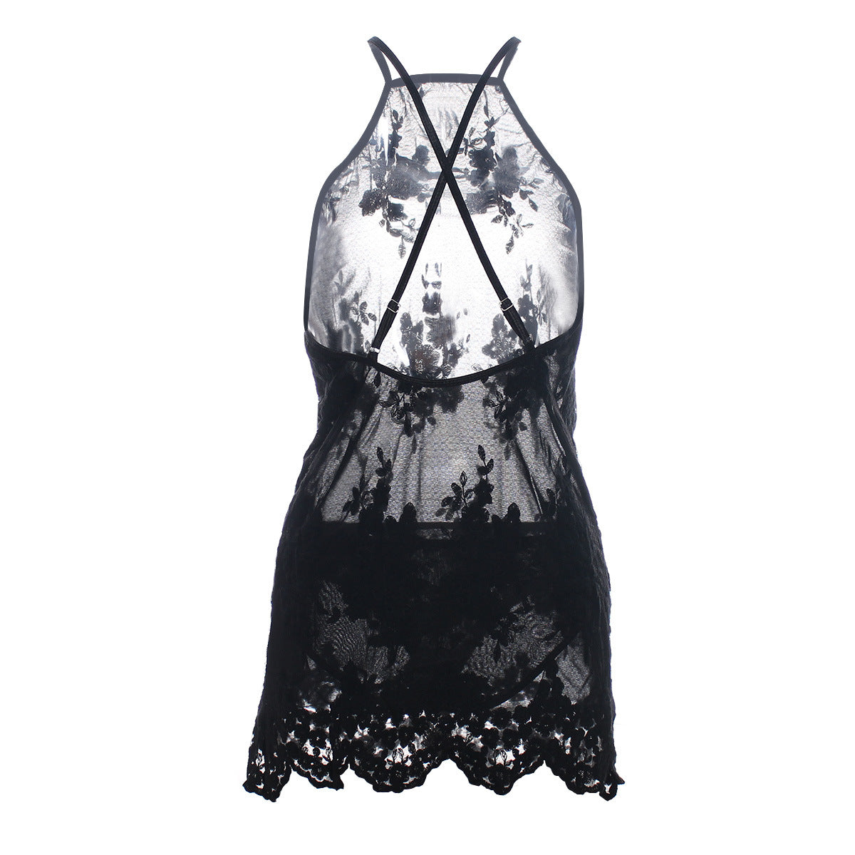 Scalloped Hem Lace Bib Lingerie Nightie