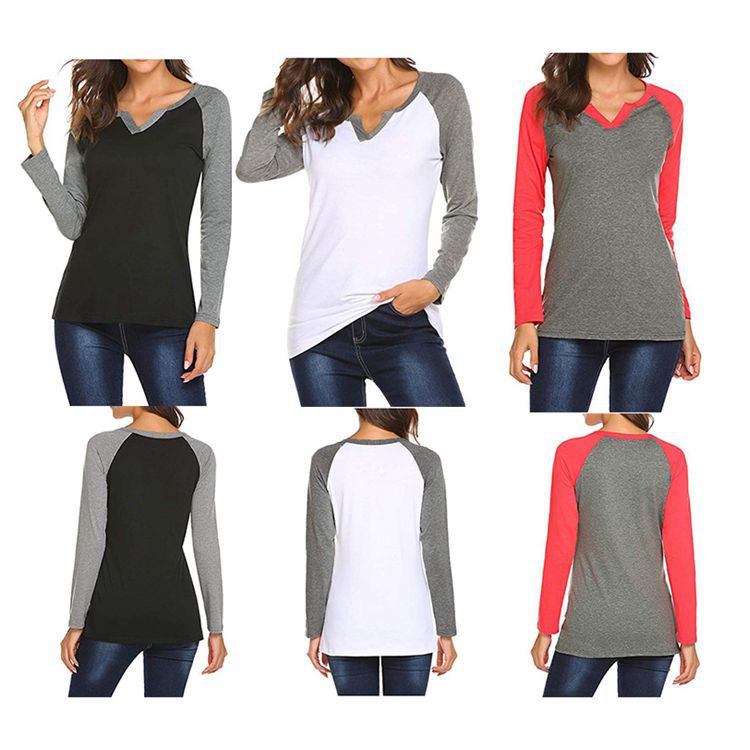 Two-Tone Notch Neck Raglan Tee