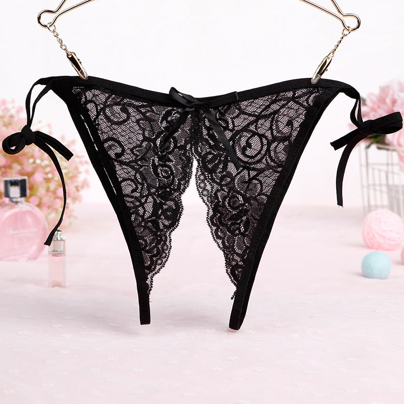 Crotchless Lace Side Tie Panty - Theone Apparel