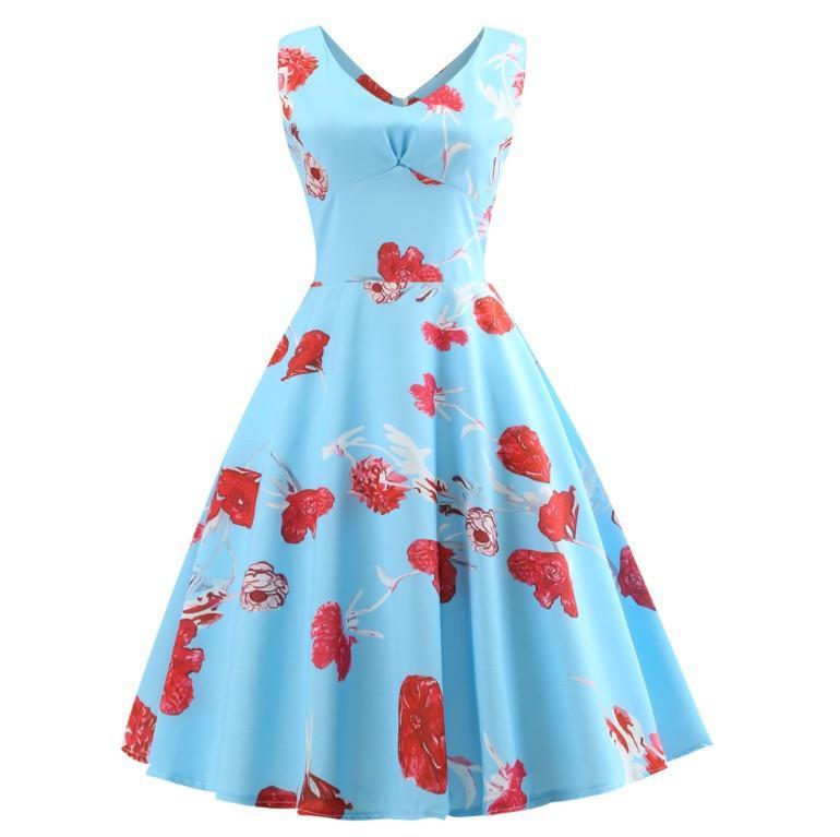 Fruit Print Pleat Front A Line Dress