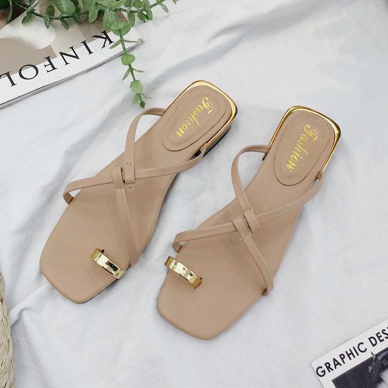 Gouden teen slip op sandalen