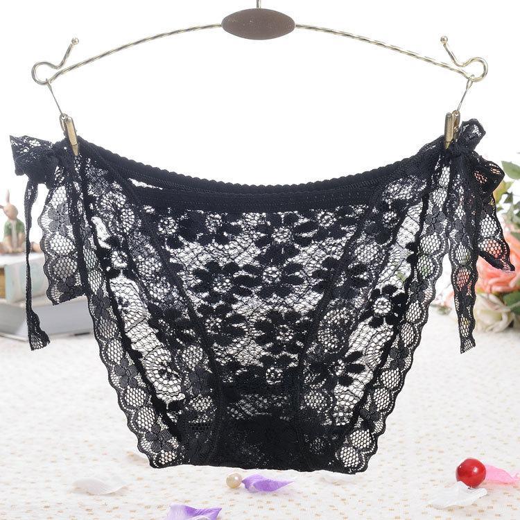 Side Tie Sheer Lace Hipster Panty