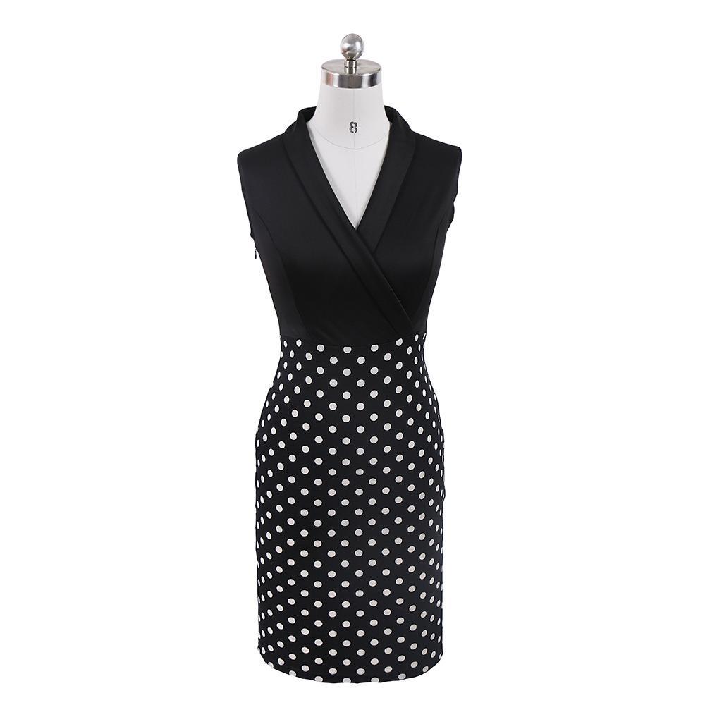 Mouwloze Polka Dot Office -jurk