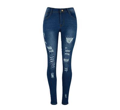 Jeans attillati con vita alta strappata