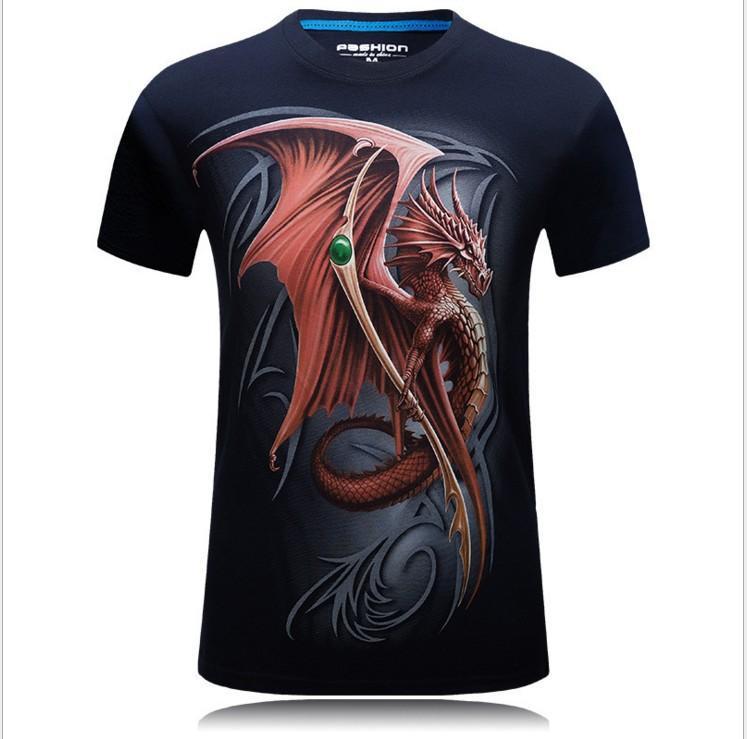 Camicia grafica del drago rosso simbolico