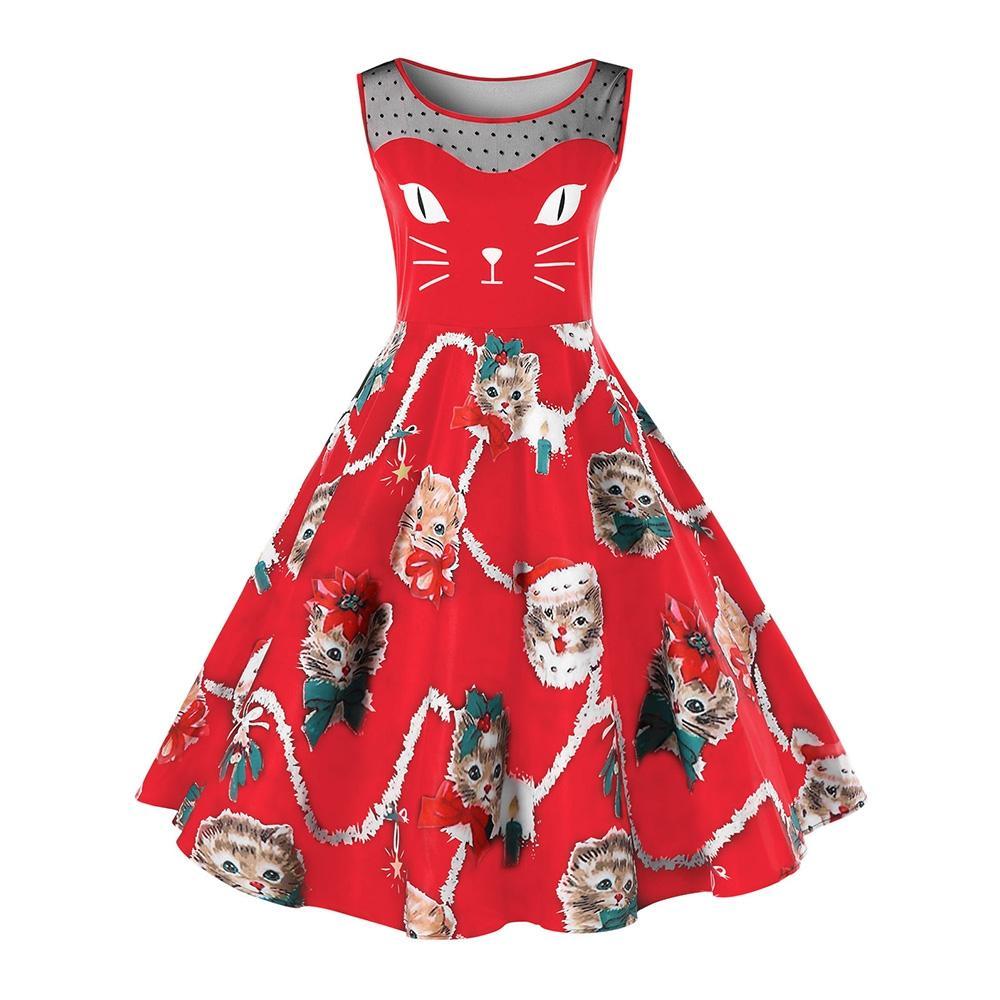 Robe de chaton de Noël de taille plus