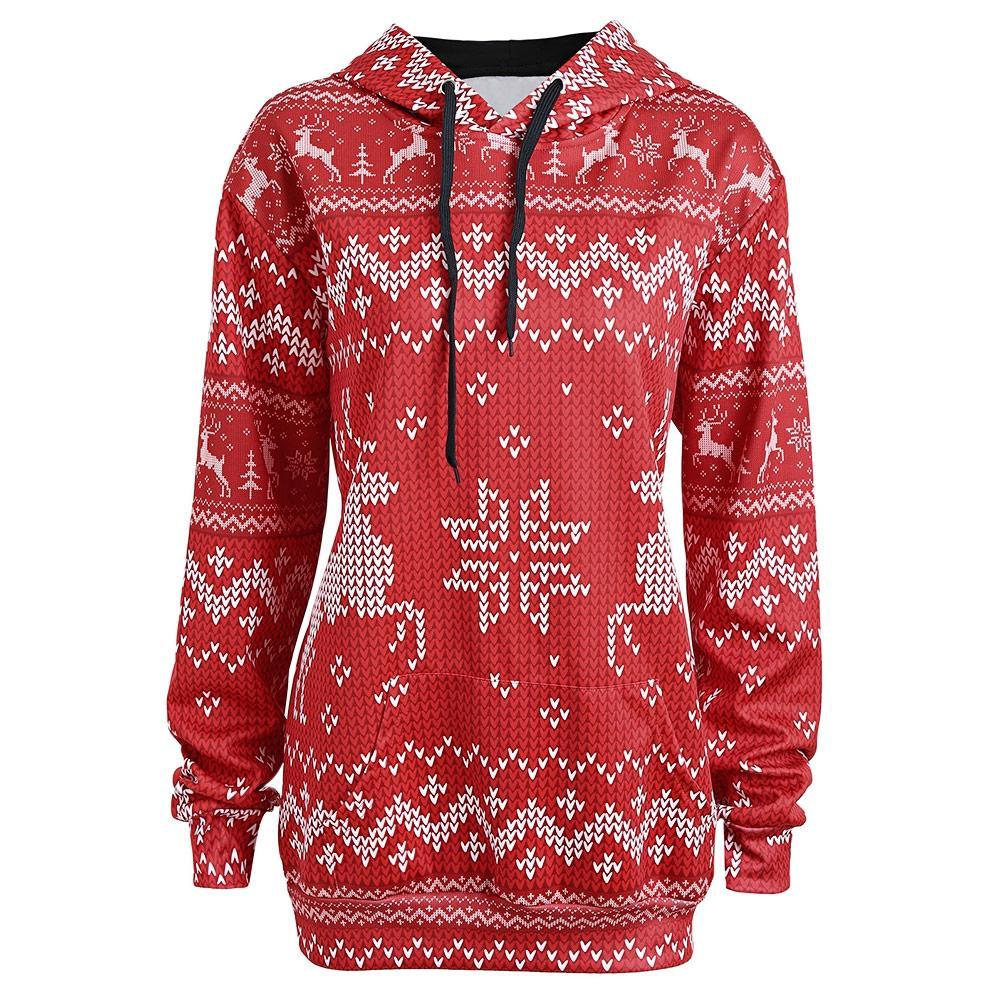 Christmas Reindeer And Snowflakes Hoodie - Theone Apparel