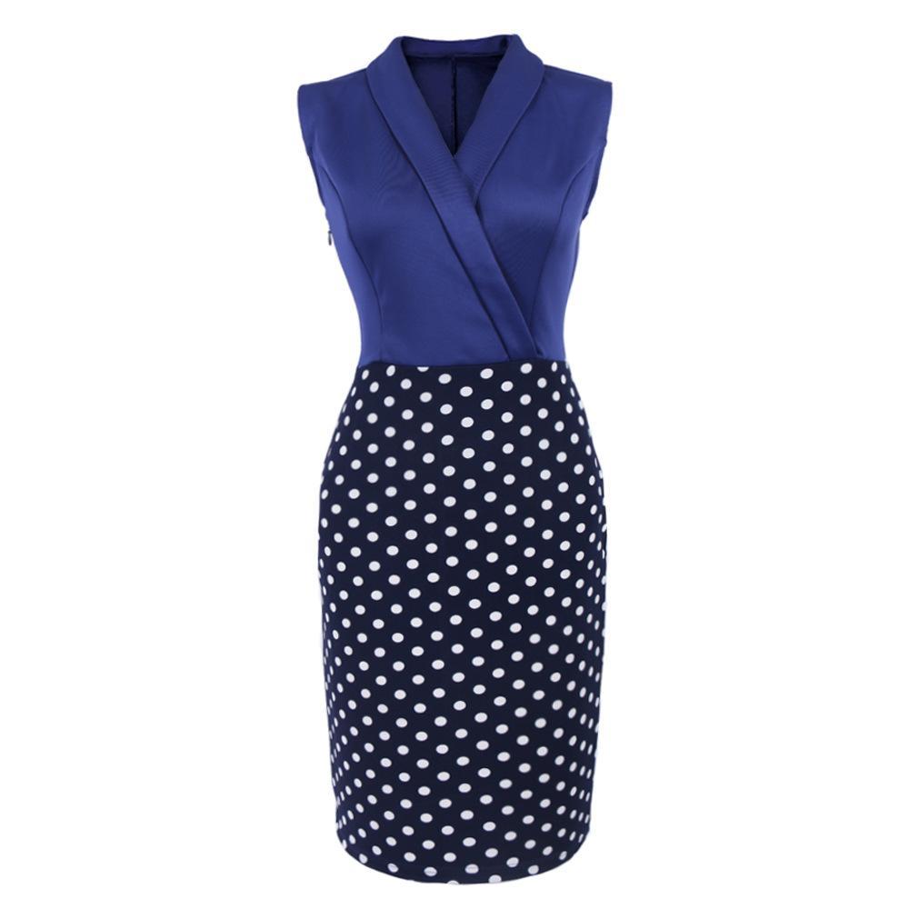 Mouwloze Polka Dot Office -jurk