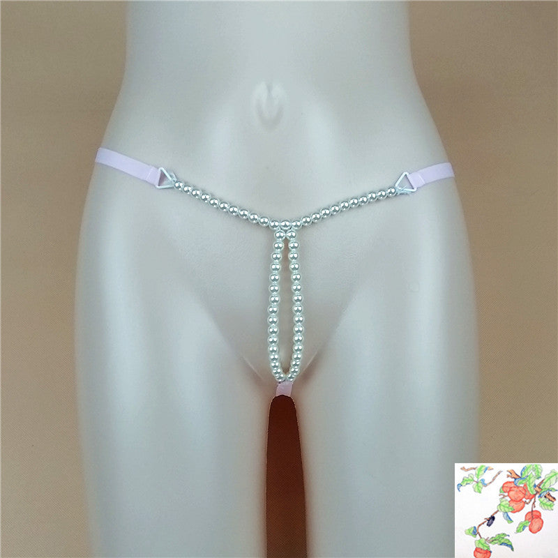 Dual Pearl String Front Butterfly Style Thongs-Pink-Theone Apparel