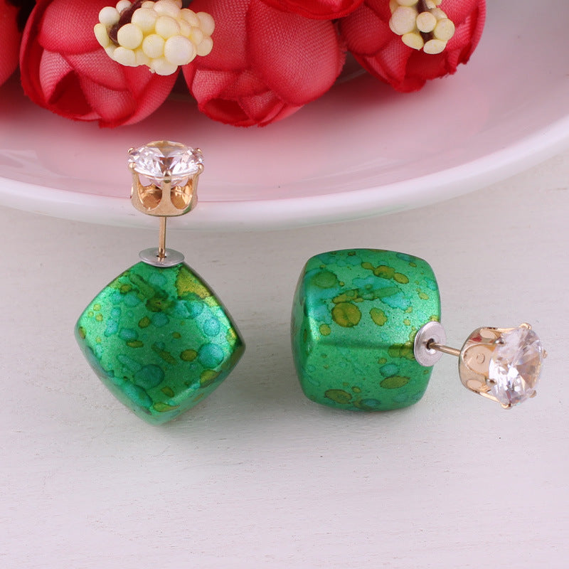 Dusty Rose Silver Feather Earrings-Green-Theone Apparel