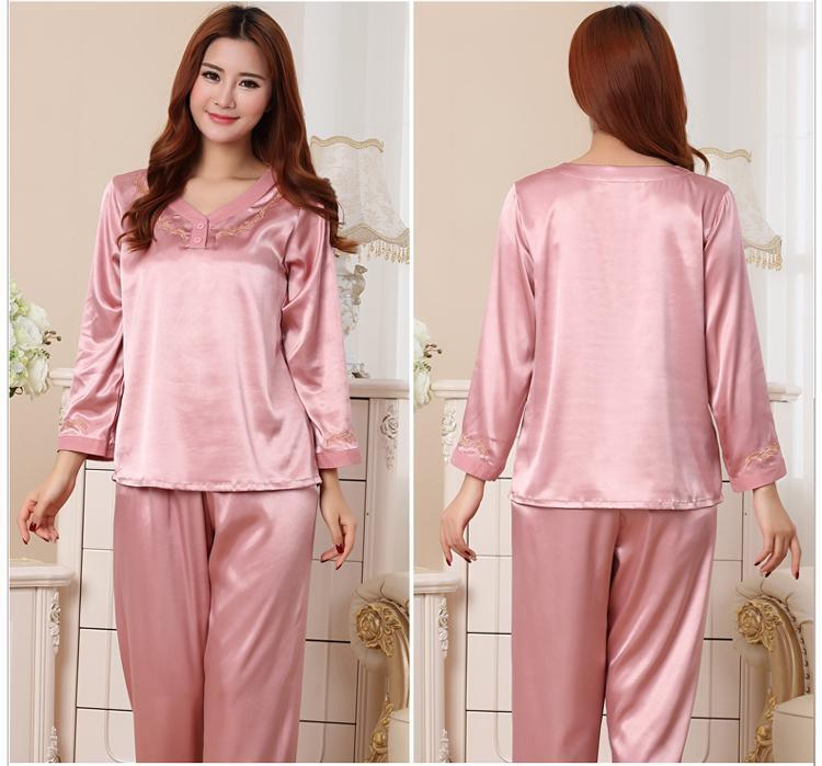 Embroidered Blouse Top Sleep Pants Set - Theone Apparel