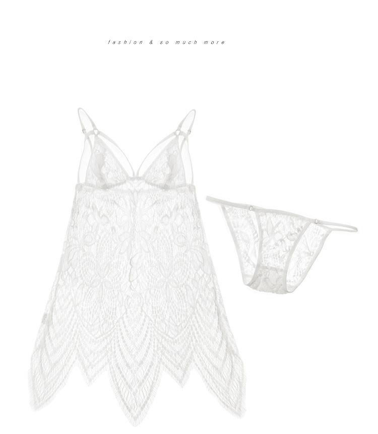 Flirty Teddy With Lace Panties-White-Theone Apparel