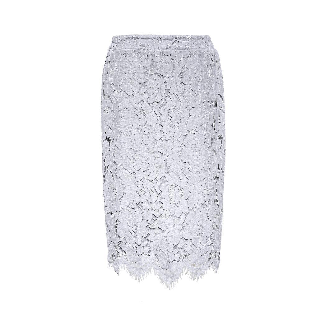 Floral Lace Fancy Hem Pencil Skirt - Theone Apparel