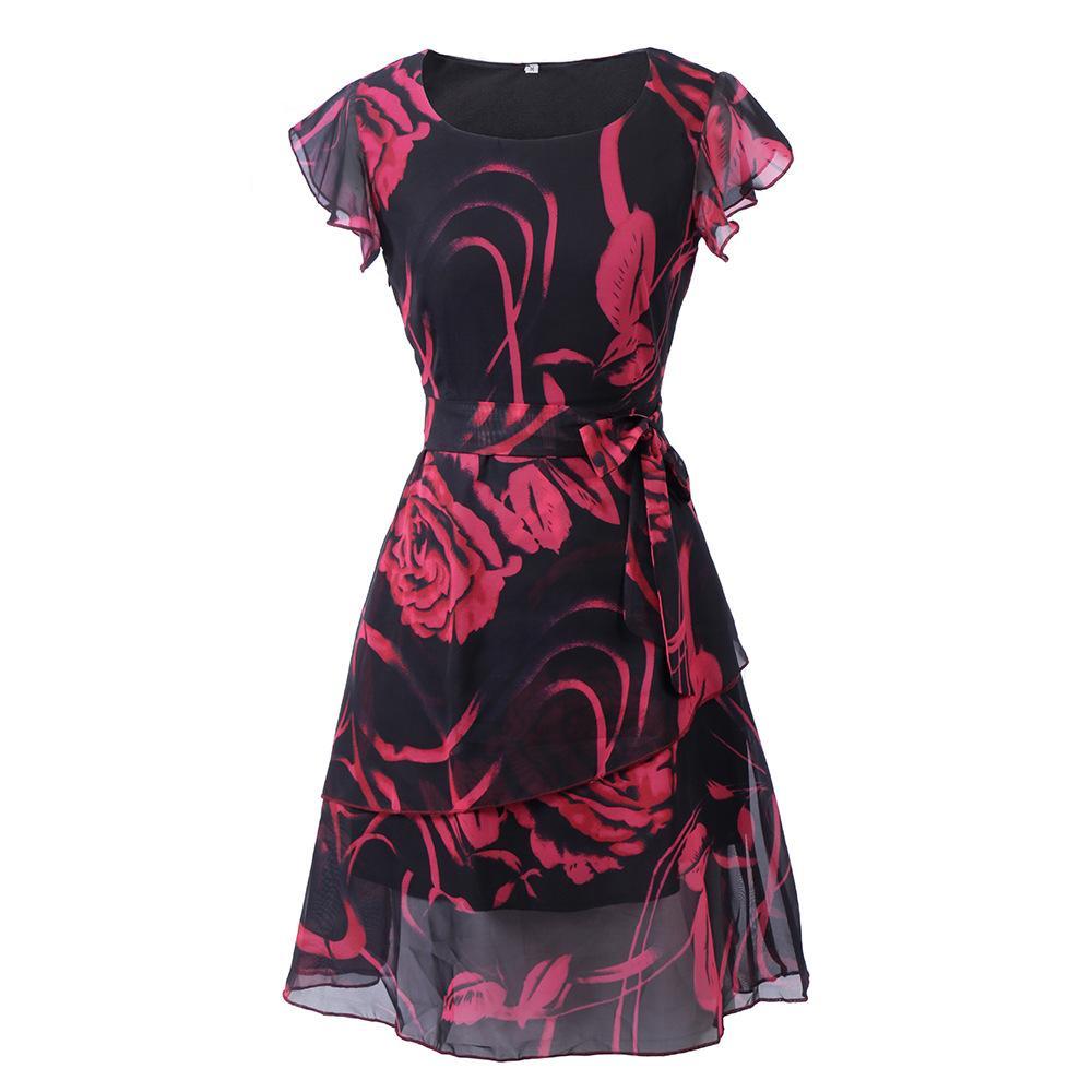 Floral Romance Flutter Sleeve Dress - Theone Apparel