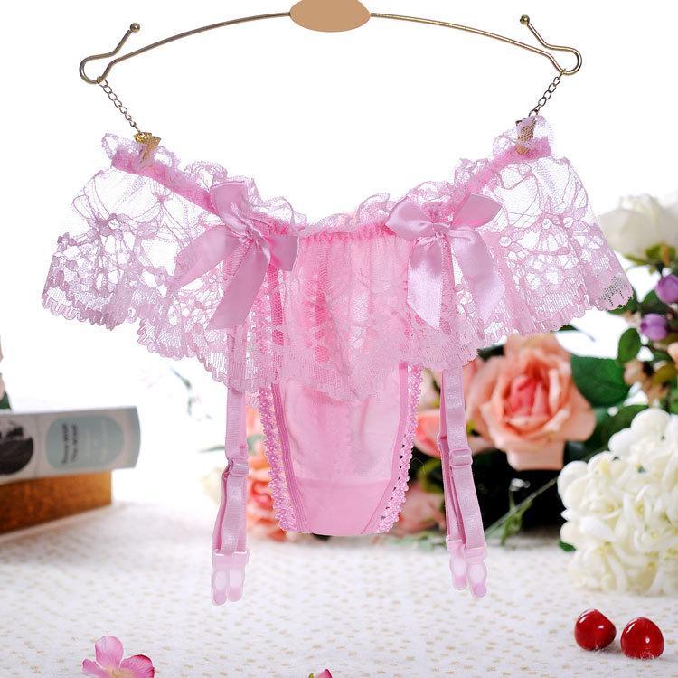 Frilly Lace Skirt Garter Panty-Pink-Theone Apparel