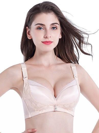 Full Coverage Bra with Sparkle Charm-Beige-Theone Apparel