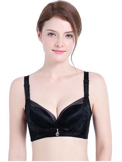 Full Coverage Bra with Sparkle Charm-Black-Theone Apparel