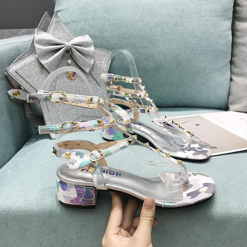 Geisha Goddess Stud Strap Sandals-Silver-Theone Apparel