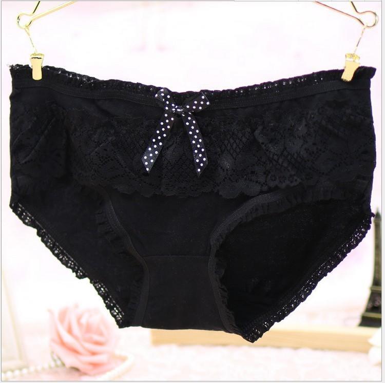 Girly Lace and Ruffles Bikini Panty-Black-Theone Apparel
