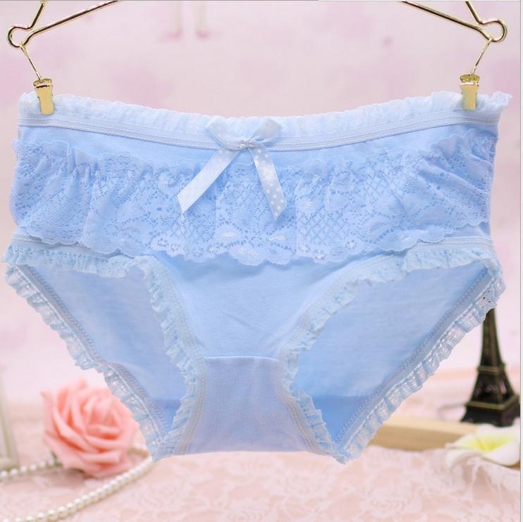Girly Lace and Ruffles Bikini Panty-Light Blue-Theone Apparel