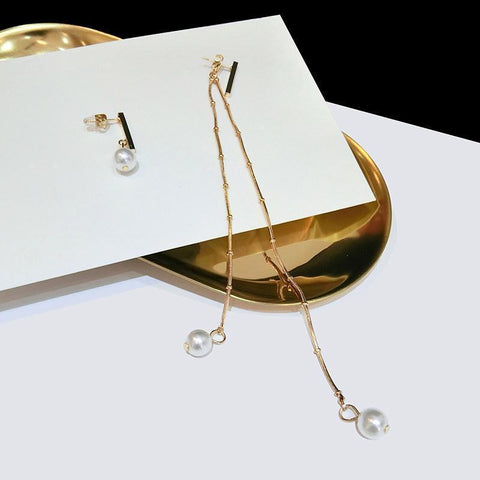 Golden Dangler Pearl Accent Earrings - Theone Apparel