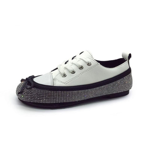 Jeweled Bow Platform Sneaker Shoes - Theone Apparel