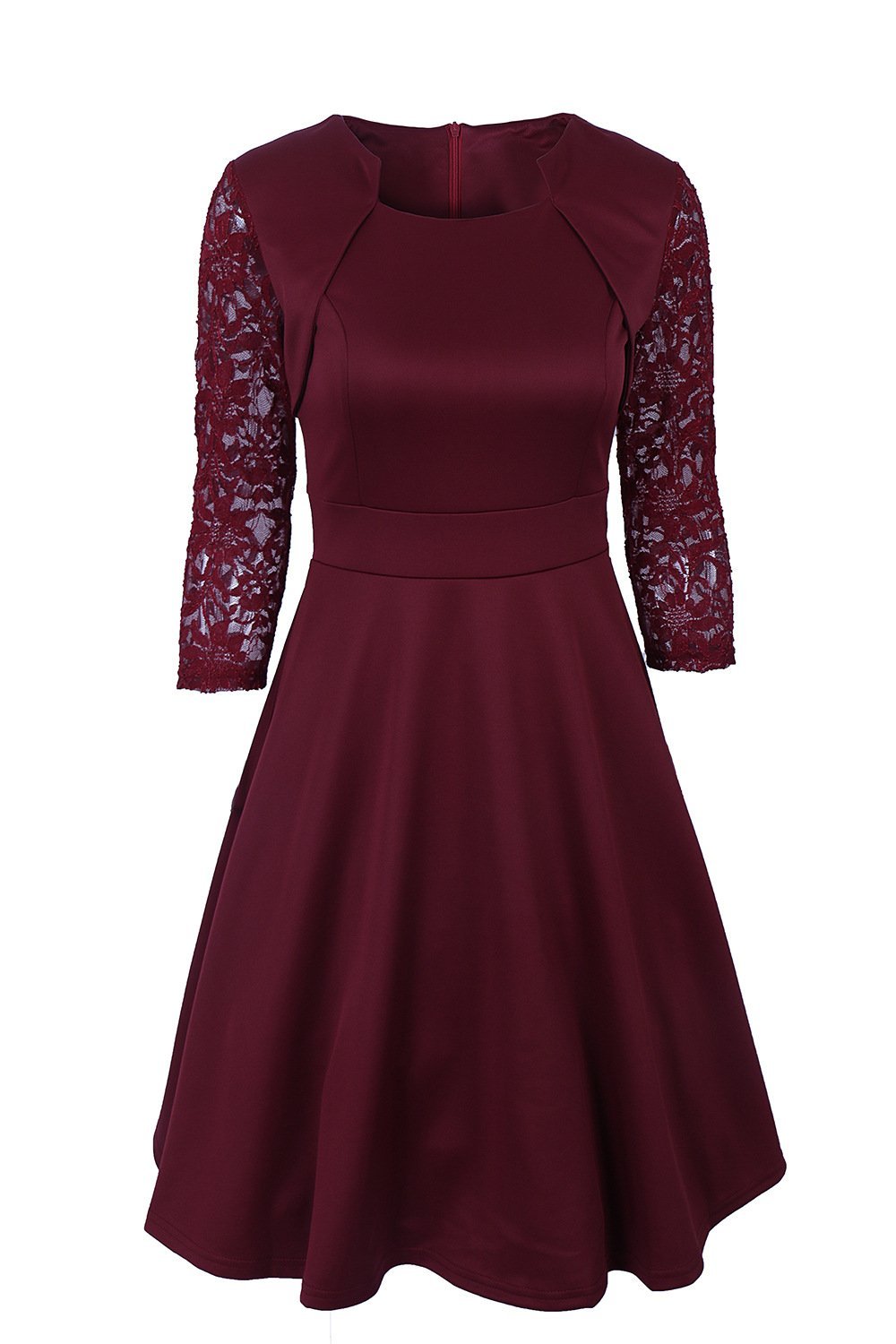 Lace Sleeve Bolero Cape Dress Set-Dark Red-Theone Apparel