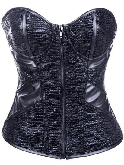 Lace Up Full Cup Corset Top-Black-Theone Apparel